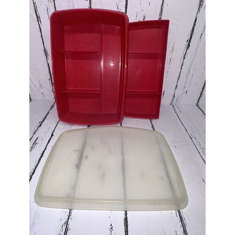 Vintage Tupperware TupperCraft Container Craft Box Tackle Organizer Red